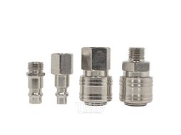 Набор быстроразъемных соединений 1/4", 4пр.(штуцер-2шт внутр./наруж. резьба, быстроразъем-2шт внутр./наруж. резьба) FORCEKRAFT FK-SE14-4