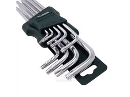 Набор ключей TORX Г-образных экстра длинных, 9пр. (Т10Н, Т15Н, Т20Н, Т25Н,Т27Н, Т30Н, Т40Т, Т45Н,Т50Н с отверстием) в пластиковом держателе Rock FORCE 5098TXL
