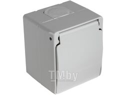 Розетка 1-ая (открытая, с/з, с крышкой) серая, NEMLIYER, MUTLUSAN (16 A, 250 V, IP 44)