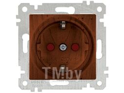 Розетка 1-ая (скрытая, без рамки, с/з, шторки) орех, RITA, MUTLUSAN (16 A, 250 V, IP 20)