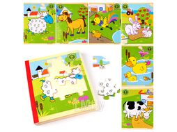 Пазл-книжка деревянная 14,6*17,4см 6 пазлов по 11 деталей ассорти Darvish DV-T-2145