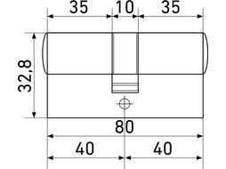 Евроцилиндр Стандарт MAX 80-5K (40х10х40) SN (перф.ключ, 5ключей) (УЗК)