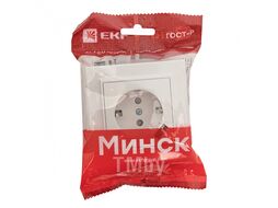 Розетка 1-местная СП с/з Минск 16А белая с защ. штор. с USB 1А EKF