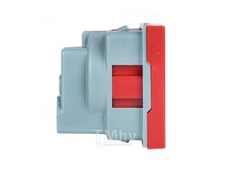 Розетка 45х45 с заземлением, 90 градусов, красная EKF