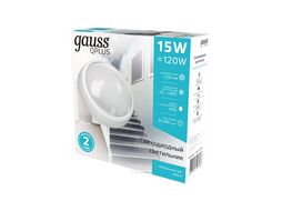 Светильник светодиодный Qplus ДБП 15Вт 4000К IP54 1220лм d175х76мм ЖКХ кругл. бел. GAUSS 141411215