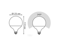Лампа светодиодная Black 22Вт G125 3000К тепл. бел. E27 1800лм GAUSS 105102122