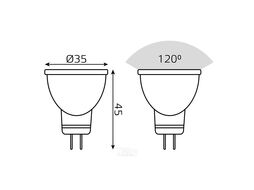 Лампа светодиодная Black 3Вт MR11 2700К тепл. бел. GU4 290лм GAUSS 132517103