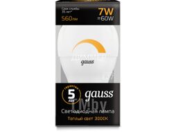 Лампа светодиодная Black 7Вт шар 3000К тепл. бел. E27 560лм диммир. GAUSS 105102107-D