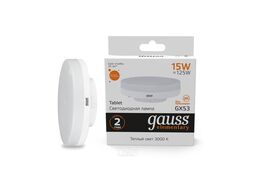 Лампа светодиодная Elementary 15Вт таблетка 3000К тепл. бел. GX53 1020лм GAUSS 83815