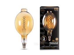 Лампа светодиодная филаментная Filament 8Вт BT180 2400К тепл. бел. E27 620лм flexible golden GAUSS 152802008