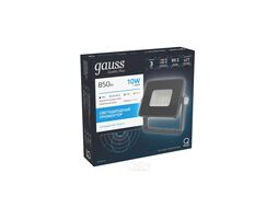 Прожектор светодиодный Qplus ДО 10Вт 6500К IP65 850лм 200-240В графит. GAUSS 690511310