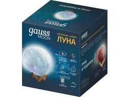 Светильник светодиодный 3D Луна 1Вт RGB 5В Li-ion 450мА d15см настольный с пультом цветной GAUSS NN003