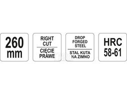 Ножницы по металлу правые 30х260мм (HRC58-61) Yato YT-1901