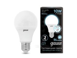 Лампа светодиодная Black 10Вт A60 4100К нейтр. бел. E27 800лм сенсор с микроволнов. датчиком GAUSS 102502210-M