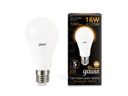 Лампа светодиодная Black 16Вт A60 3000К тепл. бел. E27 1440лм GAUSS 102502116