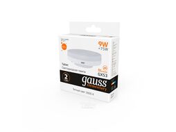 Лампа светодиодная Elementary 9Вт таблетка 3000К тепл. бел. GX53 660лм GAUSS 83819