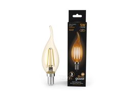 Лампа светодиодная филаментная Filament 5Вт свеча на ветру 2700К тепл. бел. 400лм golden GAUSS 104801005
