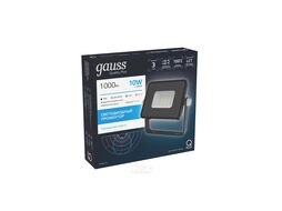Прожектор светодиодный Qplus ДО 10Вт 6500К IP65 1000лм 200-240В черн. GAUSS 613511310