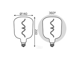 Лампа светодиодная филаментная Filament 5Вт V140 1800К тепл. бел. E27 200лм flexible black-clear GAUSS 1008802105