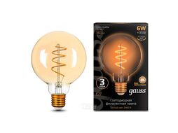 Лампа светодиодная филаментная Filament 6Вт G95 2400К тепл. бел. E27 360лм flexible golden GAUSS 105802007