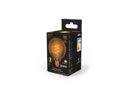 Лампа светодиодная филаментная Filament 6Вт G95 2400К тепл. бел. E27 360лм flexible golden GAUSS 105802007