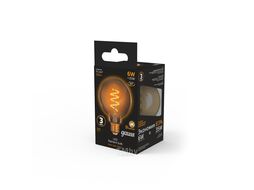 Лампа светодиодная филаментная Filament 6Вт G95 2400К тепл. бел. E27 360лм flexible golden GAUSS 105802007