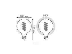 Лампа светодиодная филаментная Filament 6Вт G95 2400К тепл. бел. E27 360лм flexible golden GAUSS 105802007