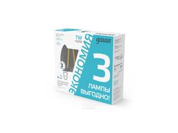 Лампа светодиодная филаментная Filament 7Вт Свеча 4100К E14 580лм (уп.3шт) GAUSS 103901207T