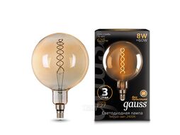 Лампа светодиодная филаментная Filament 8Вт G200 2400К тепл. бел. E27 620лм flexible golden GAUSS 154802008