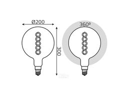 Лампа светодиодная филаментная Filament 8Вт G200 2400К тепл. бел. E27 620лм flexible golden GAUSS 154802008