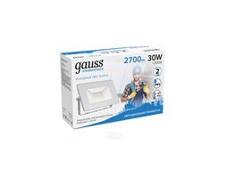 Прожектор светодиодный Elementary ДО 30Вт 6500К IP65 2700лм 200-240В бел. GAUSS 613120330