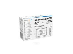Прожектор светодиодный Elementary ДО 30Вт 6500К IP65 2700лм 200-240В бел. GAUSS 613120330