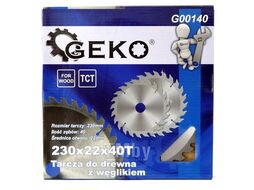 Диск пильный с напаянными зубцами из твердых сплавов 230х22х40T Geko G00140