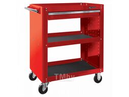 Тележка открытая "ОПТИМА", 3 полки и ящик, красная МАСТАК 520-01580MR