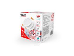 Комплект светильников Elementary Downlight 5Вт 4000К 210-240В IP20 430лм 95х38 круг монтаж бел. (промопак) (уп.3шт) GAUSS 9100420205T