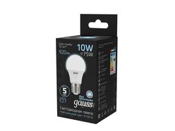 Лампа светодиодная Black 10Вт A60 4100К нейтр. бел. E27 920лм GAUSS 102502210