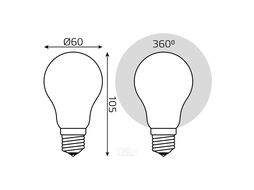 Лампа светодиодная филаментная Filament 10Вт A60 2700К тепл. бел. E27 820лм milky GAUSS 102202110