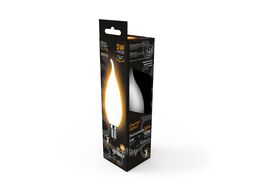 Лампа светодиодная филаментная Filament 5Вт свеча на ветру 2700К тепл. бел. 420лм milky GAUSS 104201105