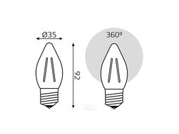 Лампа светодиодная филаментная Filament 7Вт Свеча 4100К E27 580лм GAUSS 103802207