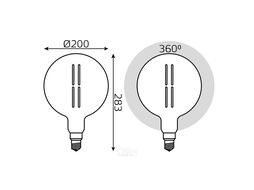 Лампа светодиодная филаментная Vintage Filament Straight 6Вт G200 4000К нейтр. бел. E27 330лм 200х283мм Gray GAUSS 154802205