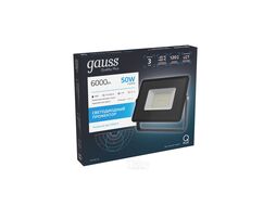 Прожектор светодиодный Qplus ДО 50Вт 6500К IP65 6000лм 175-265В черн. GAUSS 613511350