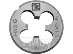 Плашка D-DRIVE круглая ручная с направляющей в наборе М4х0.7, HSS, Ф25х9 мм Thorvik MDG407