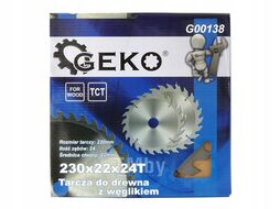 Диск пильный с напаянными зубцами из твердых сплавов 230х22х24T Geko G00138