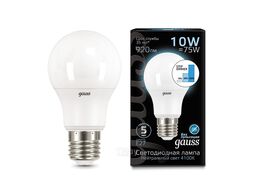 Лампа светодиодная Black 10Вт A60 4100К нейтр. бел. E27 920лм шаг. диммир. GAUSS 102502210-S