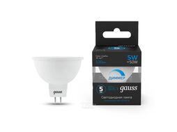 Лампа светодиодная Black 5Вт MR16 6500К холод. бел. GU5.3 530лм диммир. GAUSS 101505305-D