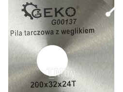 Диск пильный с напаянными зубцами из твердых сплавов 200х32х24T Geko G00137