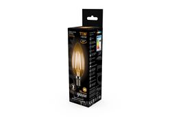Лампа светодиодная филаментная Filament 11Вт свеча 2700К тепл. бел. E14 810лм GAUSS 103801111
