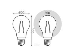 Лампа светодиодная филаментная Filament 12Вт A60 4100К нейтр. бел. E27 1250лм GAUSS 102902212
