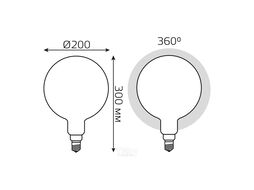 Лампа светодиодная филаментная Filament 14Вт G200 4100К нейтр. бел. E27 1170лм диммир. milky GAUSS 153202214-D