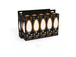 Лампа светодиодная филаментная Filament 5Вт свеча 2700К тепл. бел. 420лм milky GAUSS 103201105